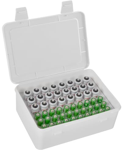 FULLCASE Batteriebox Batterie Aufbewahrungs Organizer für 54 AAA AA Batterien, Batterien aufbewahrung, Batteri Aufbewahrungsbox, nur Box - Weiß