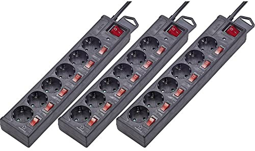 Renkforce RF-3050852 Überspannungsschutz-Steckdosenleiste 6fach Schwarz Schutzkontakt 3 St.
