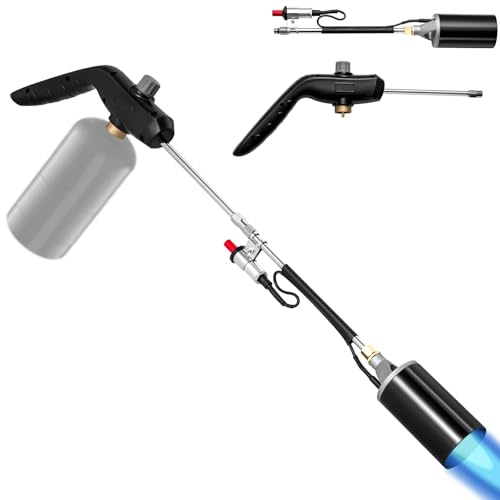 Soiiw Propano antorcha malas hierbas quemador, 1.200.000 BTU alta salida malas hierbas antorcha lanzallamas, antorcha con control de llama y 30 brazo largo desmontable para jardín, madera, hielo