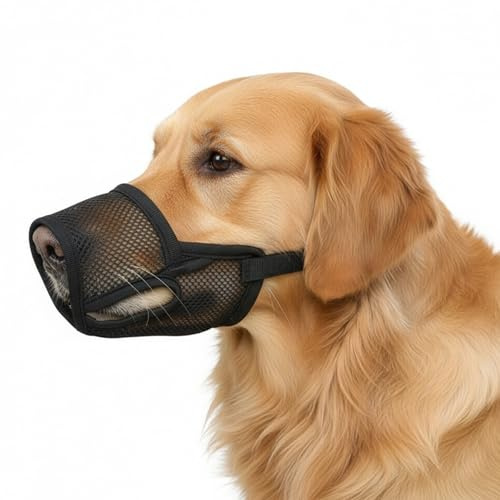Bozal para Perro Bozal De Malla Transpirable para Perros PequeñOs y Medianos, Lazo Ajustable, Permite Beber y Evita Ladridos, Mordeduras y Masticaciones.