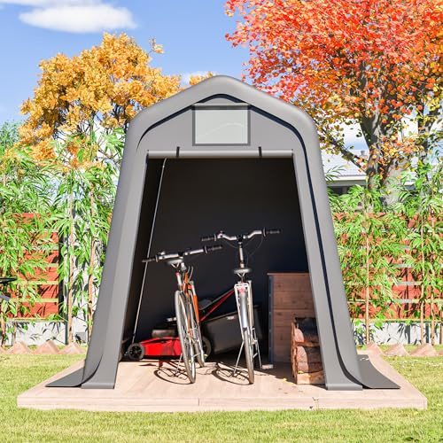 Utrustningsskjul, förvaringsskjul 245 x 183 x 217 cm, cykelgarage väderbeständigt cykelgarage. Vattentätt PE-material med rullgardiner, förvaringstält vattentätt apparattält. UV vindsäker. Grå