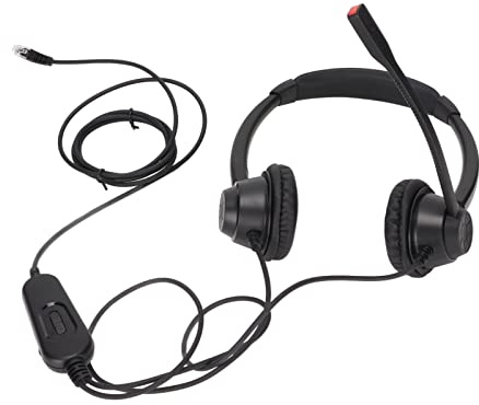 NBVGHPSRW H390D - RJ9 - Cuffia telefonica MVA, cuffia da ufficio cablata a doppio orecchio con microfono a cancellazione di rumore, cuffia aziendale con presa RJ9 per call center, servizio