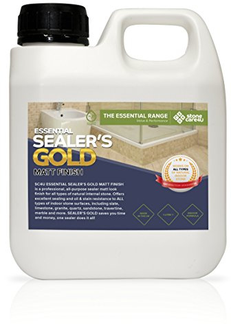 StoneCare4u - Essential Sealer's Gold - MATT (Dry) Finish -1 Litre - Internal Floor and Tile Sealer. Long Lasting Natural Stone, Stain Resistant. The Professionals Choice for Slate & Stone…