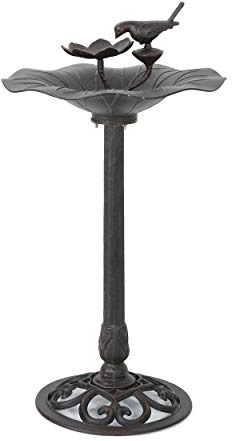 Christopher Knight Home Lancaster Outdoor Aluminum Top Bird Bath with Iron Base, Bronze