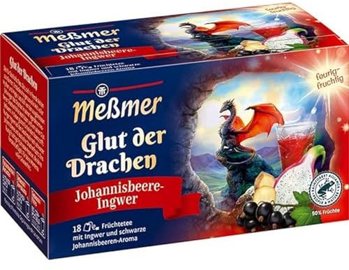 Meßmer Glut der Drachen | Johannisbeere-Ingwer | Online Exklusiv | 18 Teebeutel | Vegan | Glutenfrei | Laktosefrei