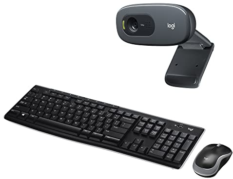 Logitech Clavier et Souris sans Fil MK270 pour Windows + Logitech Webcam C270 HD, 720p/30ips, Appel Vidéo HD Large Champ de Vision - Clavier Français AZERTY