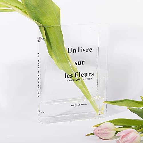DaizySight Clear Book Vase for Flowers, Buch Vase für Blumen Aesthetic Room Decor, Acrylic Buchvase for Home Decor, Artistic and Cultural Flavor Floral Arrangement (Transparent Color)