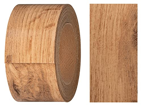 haggiy Kantenumleimer aus Melamin mit Schmelzkleber, 40 mm x 5 m | Umleimer zum Aufbügeln f. Regalbretter & Platten | Kantenband - Dekor: Eiche Wotan
