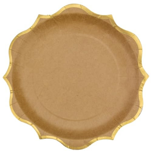 Générique - 8 Assiettes Carton 6 Accolades Or 23CM Kraft