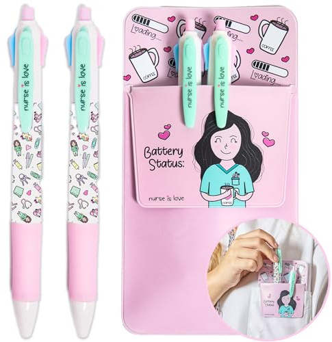 Nurse Is Love Set de 2 Pcs Stylo Personnalisé + Pochette Pour Blouse | Porte Stylo Avec 3 Couleurs Idéal Etudiante Adapté Ciseaux | Accessoires Infirmière