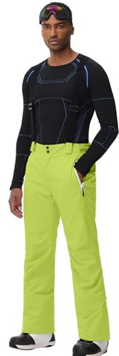 ALSOGO Herren Skihose wasserdichte Winddichte Winter Schneehose Outdoor Snowboardhose mit Abnehmbar Träger Grün 2XL