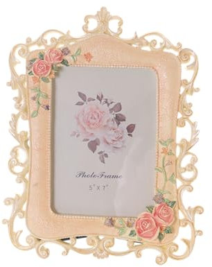 BM-012 Décoration pour cadre photo Motif roses baroques romantiques Style maison de campagne Abricot Dimensions 13 x 18 cm