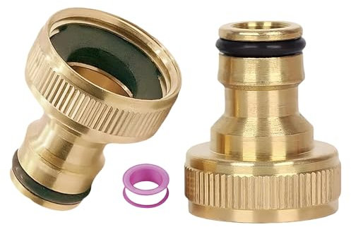 Lot de 2 raccords rapides de tuyau d'arrosage de 3/4 - Filetage intérieur - En laiton - Pour tuyaux d'arrosage, systèmes d'irrigation