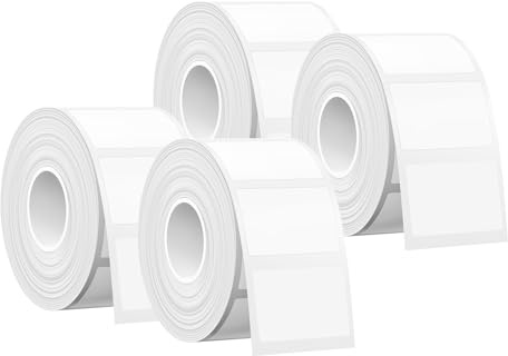 SUPVAN T50M Etiketter, 30mm x 20mm, 360 St/Rull, 4 Rullar, Svart På Vit | Termisk, Vattentät, Oljeresistent, Slitstark, Stark Vidhäftning, Automatisk Identifiering, för Skola, Kontor och Hem