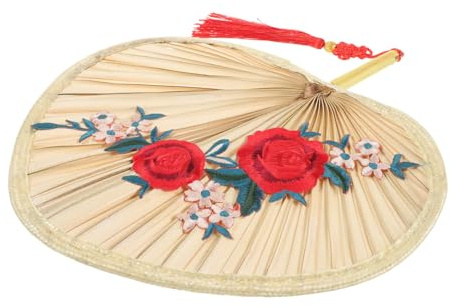 KONTONTY Abanico de Palma con de Flor de Ciruelo Abanico de Estilo Chino para Decoración para Verano