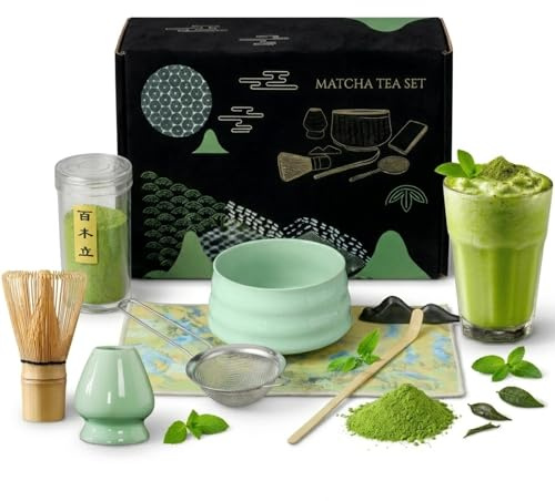 IFEMIX Matcha Kit Completo De 7 Piezas, Kit Matcha Japonés Con Chasen De Bambú, Cuenco Y Accesorios, Kit Te Matcha Premium, Kit Matcha Ceremonial Para Amantes Del Té Matcha Y De La Vida Sana