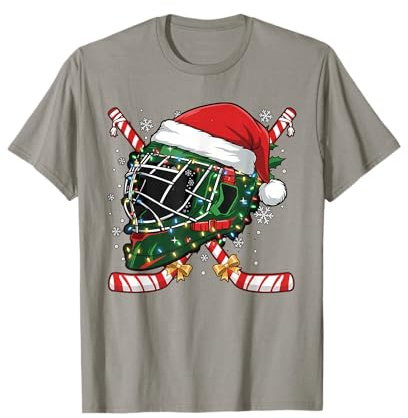Casco da Hockey su Ghiaccio di Babbo Natale, per Uomini, Ragazzi, Ragazzi e Adolescenti Maglietta