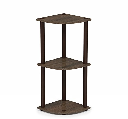 Furinno kompaktes Eck-Mehrzweck-Regal mit 3 Ebenen, holz, Walnuss/Braun, 29.46 x 29.46 x 75.18 cm