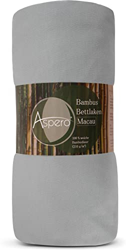 Bambus Spannbettlaken 4 Jahreszeiten| weiches Spannbetttuch 210 g/m² Oeko-Tex aus aktmungsaktivem Material Temperaturregulierend Farbe Hellgrau Größe 90-100 cm x 200 cm x 30 cm