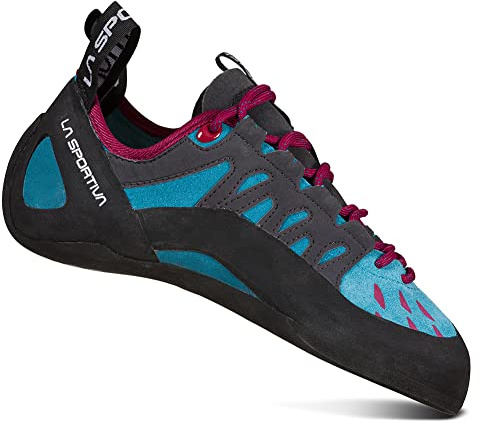 La Sportiva Women's Tarantulace Rock Climbing Shoes, Topaz/Red Plum, 7 US, 38 EU