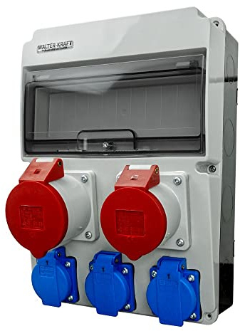 Distribuidor de corriente para obras, CEE 32 A, 16 A, 3 x 230 Bals enchufes, distribuidor de corriente