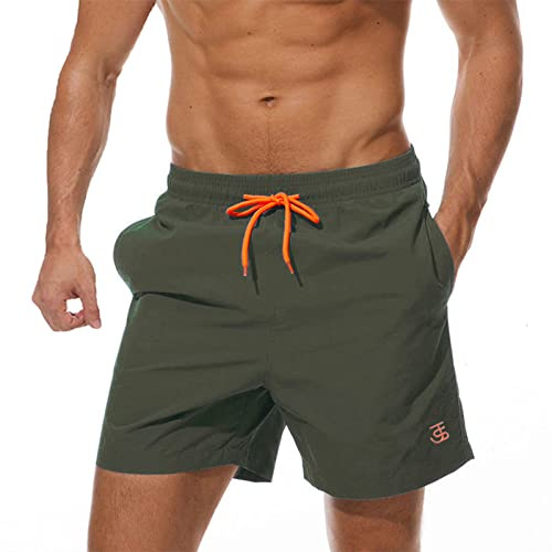 JustSun Costume Uomo Mare Costumi da Bagno Uomo Corto Piscina Pantaloncini Short Surf Uomo Mare Asciugatura Rapida Verde Militare L