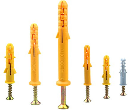 140 Pcs Screws And Wall Plugs Set,Anchor Bolts For Masonry、Brick、Concrete (M5/6/8/10) Heavy Duty Expansion Rawl Plugs Assorted To Wall Fixings（25/30/40/60/80mm）