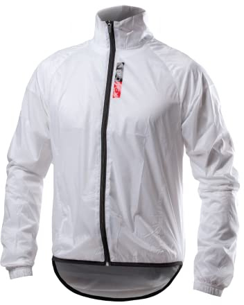 BIOTEX Mantellina X-Light Antivento Ciclismo e Running, Abbigliamento Tecnico Sportivo, Giacca Traspirante e Ripiegabile, Bianco, XL