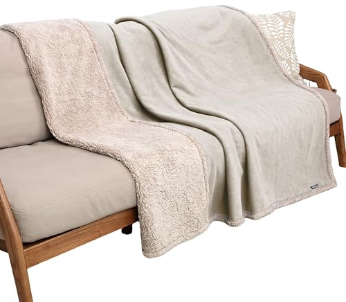 Manta Impermeable para Perro, Manta Impermeable para Mascota Manta Sofá Puppy Cat Fleece Sherpa Throwing Bed Car Seat Furniture Cover Large 203 x 229 cm Camel/Taupe