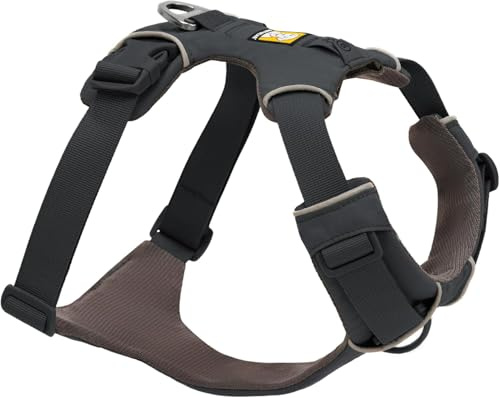 RUFFWEAR Front Range Harness - Reflective, Adjustable, Comfortable Dog Walking Harness - No Pull, 2 Lead Attachments & V Ring, Size S, Basalt Grey