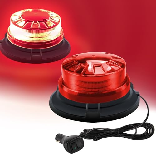 Sidaqi Gyrophare rouge LED magnétique 12-24V avec 8 modes de flash 24 lumières stroboscopiques d'urgence à LED, lumière clignotante étanche pour véhicule de voiture