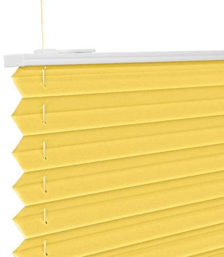 Plissee ohne Bohren Gelb 60x120cm Plissee Klemmfix Version Plisseerollo Sichtschutz und Sonnenschutz Blickdicht Easyfix lichtdurchlässig Rollo für Fenster & Tür