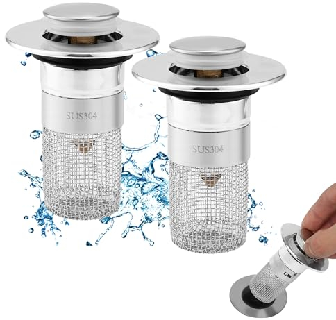 2 pezzi di scarico universale 34-40 mm tappo di scarico migliorato, tappo di scarico universale, tappo di scarico con filtro per capelli per lavello da bancone