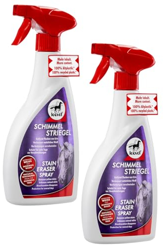 RL24 leovet - Schimmel Striegel | Mähnenspray für Pferde | entfernt Flecken & Verfärbungen | Schweifspray für brillanten Weißeffekt | stark rückfettende Fellpflege | 2 x 550 ml Spray (2er Set)