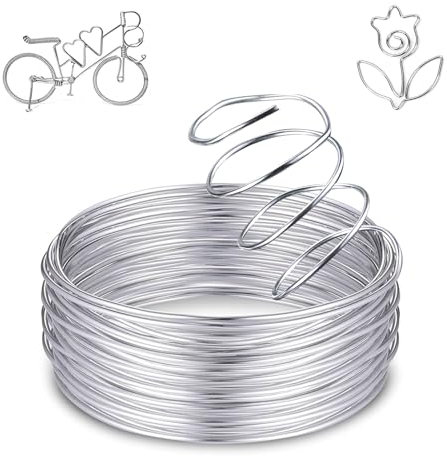 3 mm x 20 m Aluminium Basteldraht mit Kunststoffbeschichtung, Weicher Aluminium Schmuckdraht, Draht Biegsamer Aluminiumdraht Vorgedreht, Aludraht zum Basteln für DIY Skulpturen, Kranzherstellung