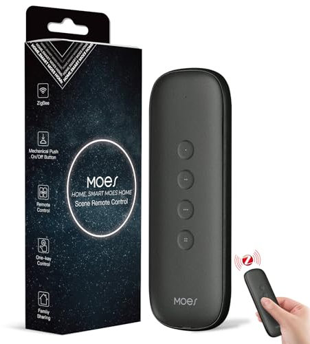 MOES Zigbee Smart Schalter,12 Szenenschalter ohne Installation(MOES ZigBee Hub erforderlich),Ein-Klick-Steuerung für Tuya-Geräte,Zigbee Taster Smart Home Automation, Smart Life/Tuya APP(Grau)