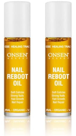 Onsen Secret Nail & Cuticle Repair Oil (2x10ml) - Dry Oil Formula - Japanese Tsubaki, Tea Tree & Jojoba - Strengthens Nails, Repairs Cuticles, Hydrates Skin & Hair - Natural & Vegan