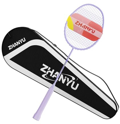 Badminton Rackets,Badminton Racquet,100% All Carbon Fiber One-Piece Molding Ultra Light 76g Offensive And Defensive Durable Training Racket,Including 1 Racket And 1 Ball Bag (Purple)