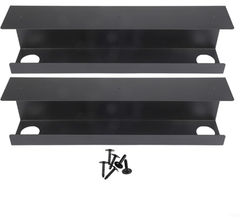 Plateau de rangement de câbles en métal sous le bureau, conçu pour garder les espaces de travail propres avec de grandes ouvertures de routage de câbles, comprend 2 pièces (noir)
