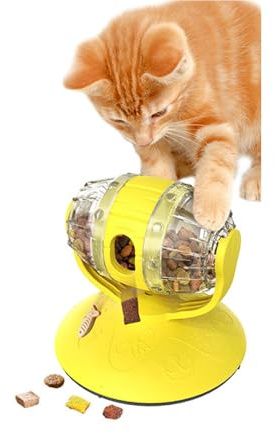 JACKANNA Hundboll för små och stora hundar katt, foderboll, valpleksak, hundleksak foderdispenser hund godis boll godis dispenser intelligensboll, gastrointestinal vård (gul)