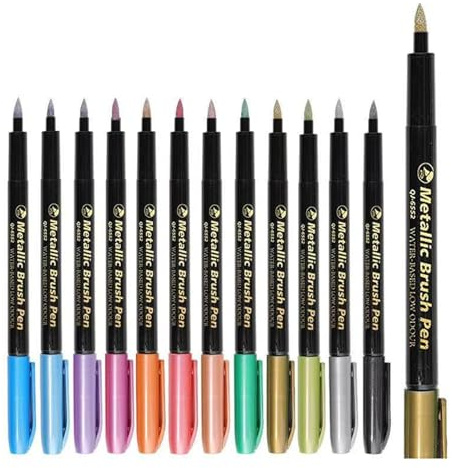 Xiansini 12 Colours Metallic Glitter Pens, Double Line Outline Pens for Painting, Outline Marker Pens, Stocking Fillers for Card Making Lettering DIY Painting Arts