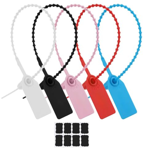 SLIAXINT Lot de 150 serre-câbles en plastique de 5 couleurs avec champ d'étiquetage, protection antivol, étiquettes de câble colorées pour expédition, logistique, chaussures, valise, organisation