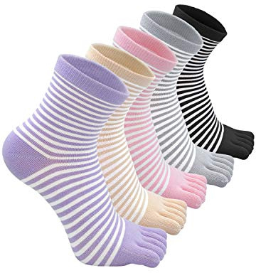 PUTUO Calcetines de Dedos Mujer Calcetines Cinco Dedos de Deporte, Mujer Calcetines del Dedo del Pie, Calcetines de Algodón, suave y transpirable, 4/5 pares