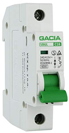 Leitungsschutzschalter C16A 1-Polig 6kA Sicherungsautomat LS-Schalter GACIA 9650