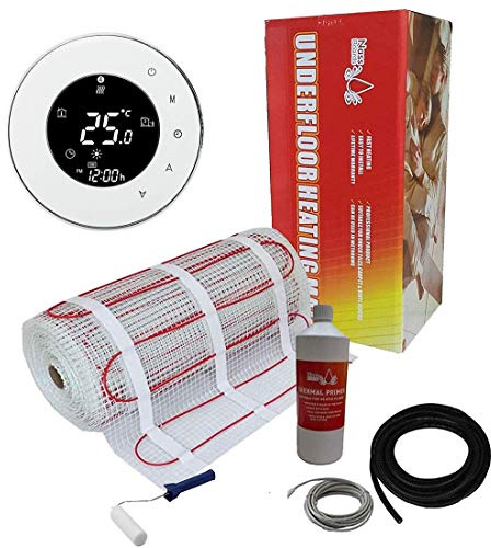 Nassboards Premium Pro Electric Underfloor Heating Mat Kit 200w - 4m² - Featuring Intelligent Control Black WiFi Enabled Beca Thermostat Compatible with iPhone, Android, Alexa, Google Home and Siri