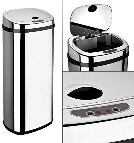 Dihl Rectangle 50L Stainless Steel Auto Sensor Kitchen Waste Dust Bin Automatic Motor Chrome