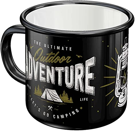 Nostalgic-Art Retro Emaille-Tasse, 360 ml, Outdoor Adventure – Geschenk-Idee für Camping-Fans, Camping-Becher, Vintage Design