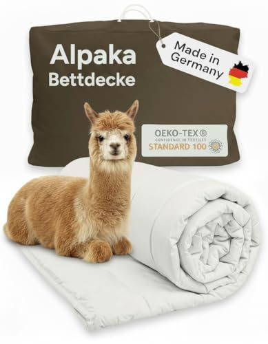 Alpacka med åtta alpacka vintertäcke – täcke 155 x 220 cm, alpacka filt, vinterfilt, 1 800 g fyllning, hållbar sovfilt med alpackaull, quiltad säng mot frysning, tillverkad i Tyskland