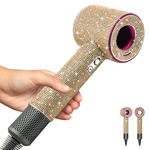 Custodia protettiva per asciugacapelli Dyson con strass, antigraffio, antiurto, antipolvere, da viaggio, per asciugacapelli Dyson (Bling Champagne)