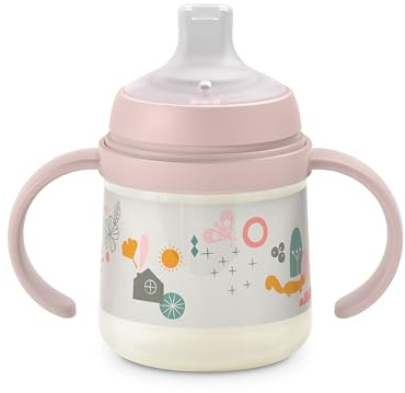 Suavinex, Bottiglia per manici, Tazza per apprendimento del bambino con beccuccio morbido in silicone, con sistema anticolico, borraccia per bambini con maniglie, a prova di perdite, compatibile con